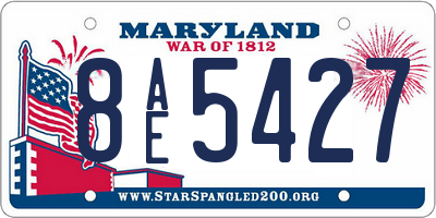 MD license plate 8AE5427