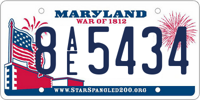 MD license plate 8AE5434