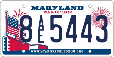 MD license plate 8AE5443