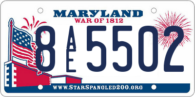 MD license plate 8AE5502
