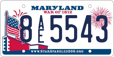MD license plate 8AE5543