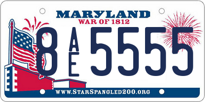 MD license plate 8AE5555