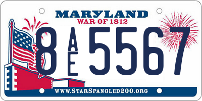 MD license plate 8AE5567