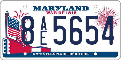 MD license plate 8AE5654