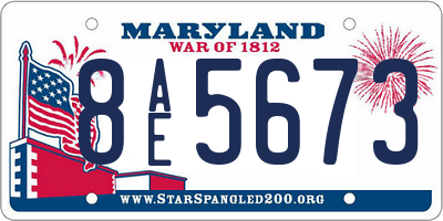 MD license plate 8AE5673