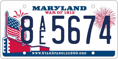 MD license plate 8AE5674