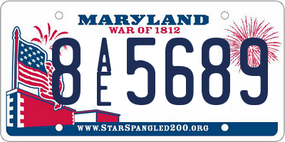 MD license plate 8AE5689