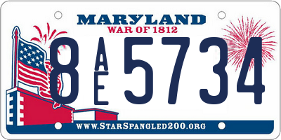 MD license plate 8AE5734