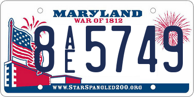 MD license plate 8AE5749
