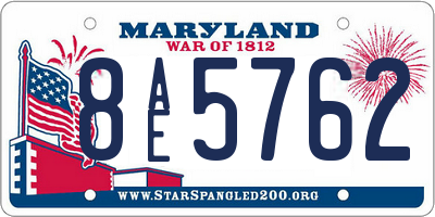 MD license plate 8AE5762