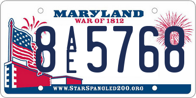 MD license plate 8AE5768