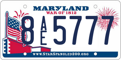 MD license plate 8AE5777
