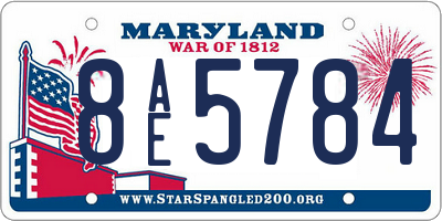 MD license plate 8AE5784