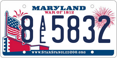 MD license plate 8AE5832