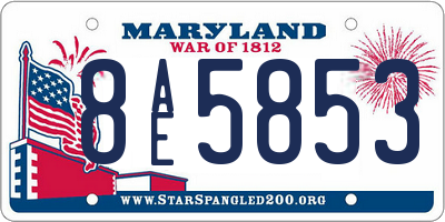 MD license plate 8AE5853