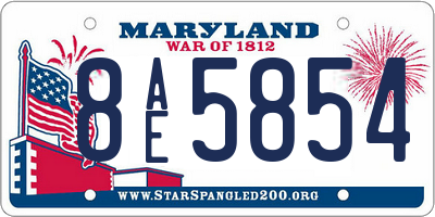 MD license plate 8AE5854
