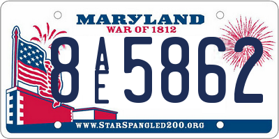 MD license plate 8AE5862