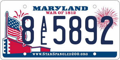 MD license plate 8AE5892