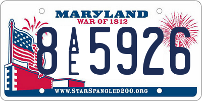 MD license plate 8AE5926