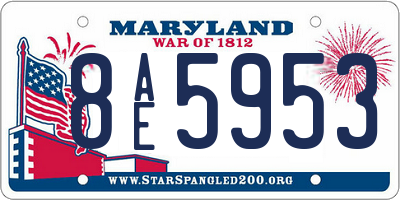 MD license plate 8AE5953