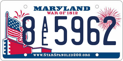 MD license plate 8AE5962