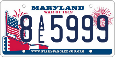 MD license plate 8AE5999