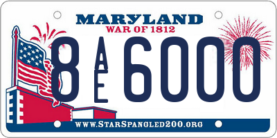 MD license plate 8AE6000