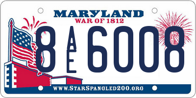 MD license plate 8AE6008
