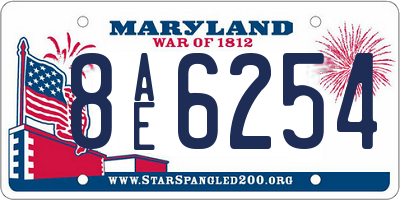 MD license plate 8AE6254
