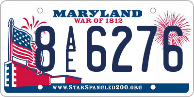 MD license plate 8AE6276