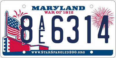 MD license plate 8AE6314