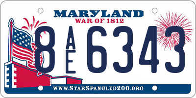 MD license plate 8AE6343