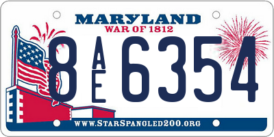 MD license plate 8AE6354