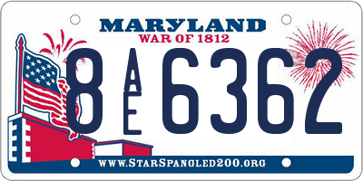 MD license plate 8AE6362