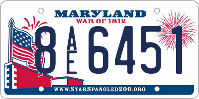 MD license plate 8AE6451