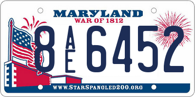 MD license plate 8AE6452