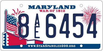 MD license plate 8AE6454