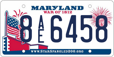 MD license plate 8AE6458