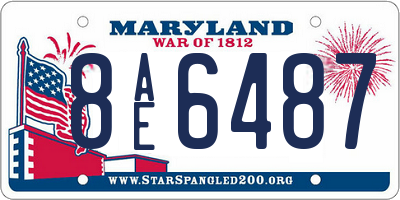 MD license plate 8AE6487