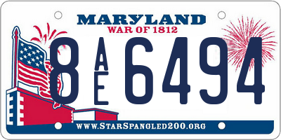 MD license plate 8AE6494