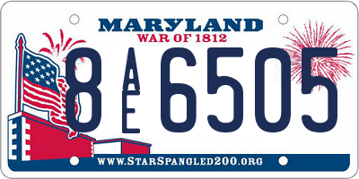 MD license plate 8AE6505
