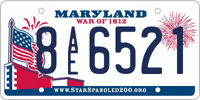 MD license plate 8AE6521