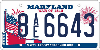 MD license plate 8AE6643