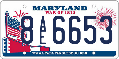 MD license plate 8AE6653