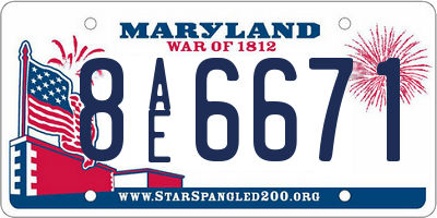 MD license plate 8AE6671