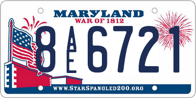 MD license plate 8AE6721