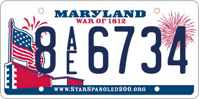 MD license plate 8AE6734