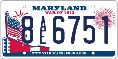 MD license plate 8AE6751