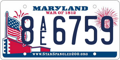 MD license plate 8AE6759
