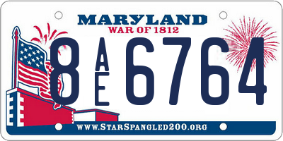 MD license plate 8AE6764